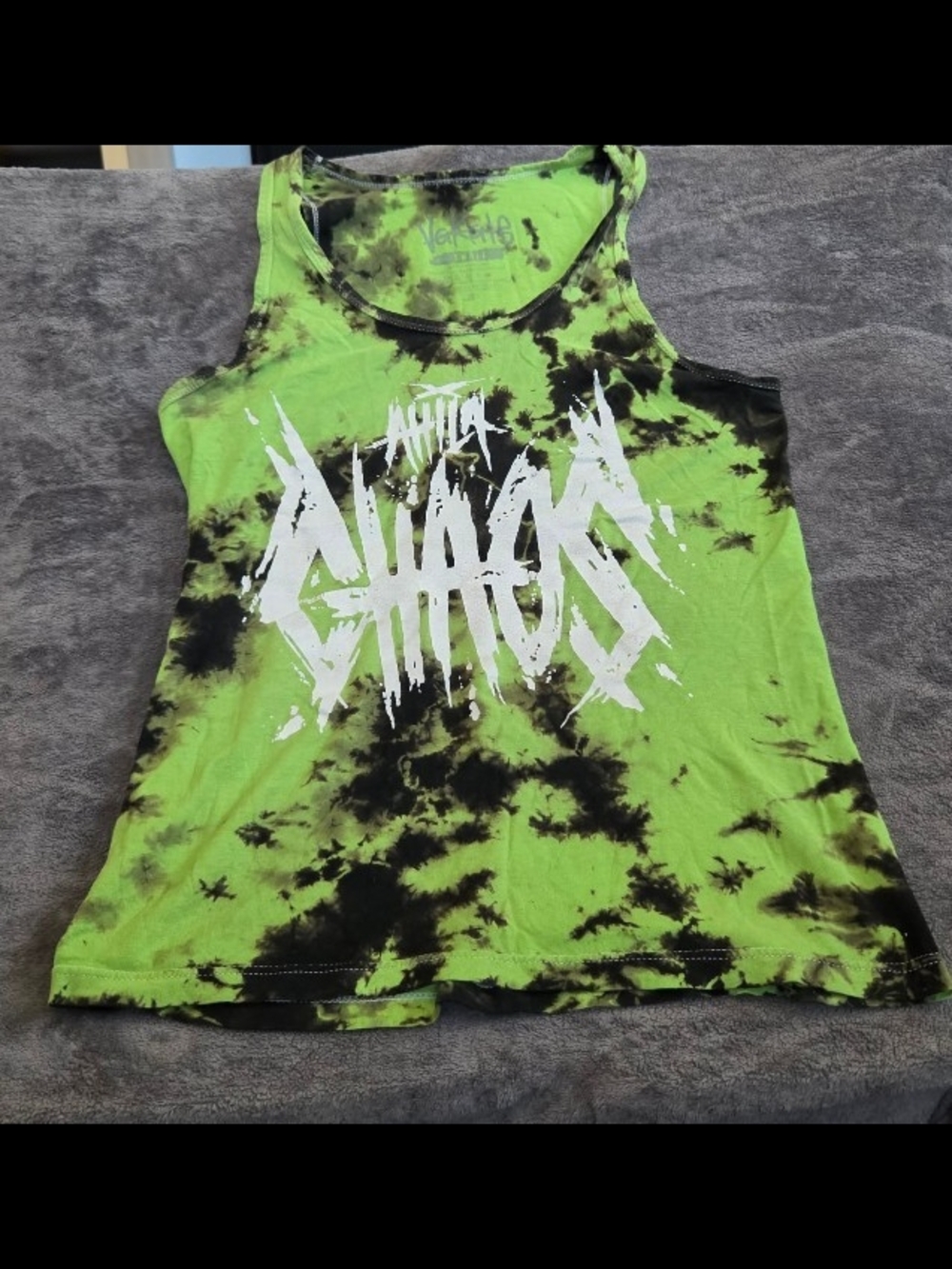 Tie-Dye Graphic Tank Top - Neon Green & Black